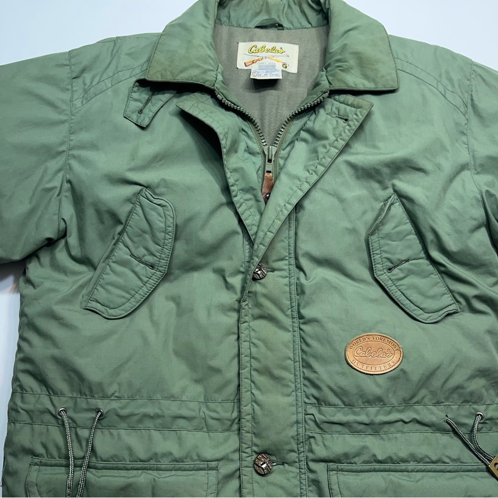 Cabela's Goose Down Field Jacket Mens Medium Fleece Lined Removable Hood  READ - Picture 3 of 16
